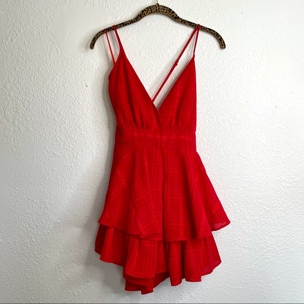 Princess Polly Red Ruffled Romper - Picture 2 of 9